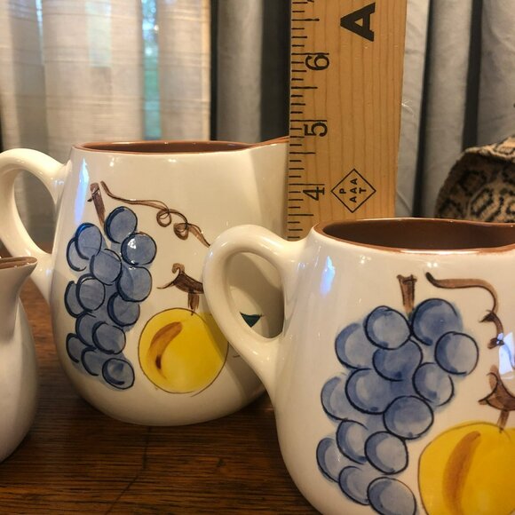 Stangl Fruit Pattern Pottery Pitchers Set of 3 Pint Half Pint 6oz Creamer Milk P - Picture 8 of 11